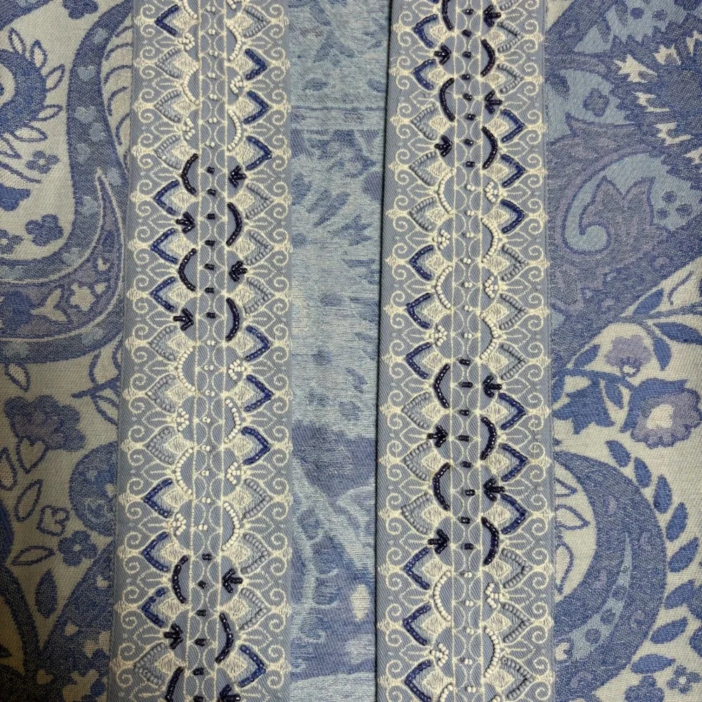Soft Surroundings Verrado Jacket Blue Paisley Open Front‎ Kimono PXL EUC